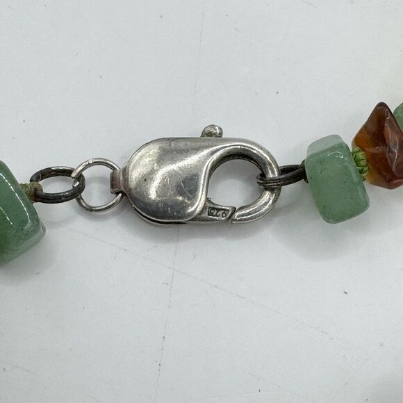 Turquoise Donut Chunky Natural Stone Bohemian Necklace Citrine Amber Sterling - Picture 9 of 12